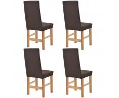 vidaXL Funda elástica para silla marrón piqué 4 unidades