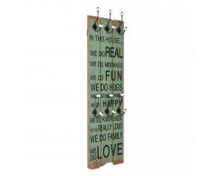 vidaXL Perchero de pared HAPPY LOVE con 6 ganchos 120x40 cm
