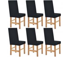 vidaXL Funda elástica para silla negra piqué 6 unidades