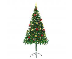 vidaXL Árbol Navidad artificial decorado bolas luces LED 180 cm verde