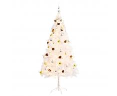 vidaXL Árbol Navidad artificial decorado bolas luces LED 180 cm blanco