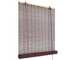 vidaXL Persiana enrollable de bambú marrón oscuro 140x220 cm