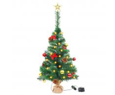 vidaXL Árbol Navidad artificial decorado bolas luces LED 64 cm verde