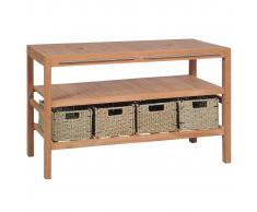 vidaXL Mueble lavabo tocador madera teca maciza 4 cestas 132x45x75 cm