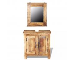 vidaXL Mueble de lavabo con espejo madera de mango maciza