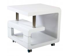 bhp Mesa auxiliar con 4 ruedas MDF blanco brillante B154136
