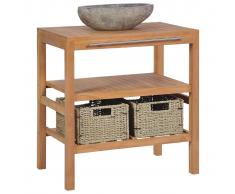 vidaXL Mueble de lavabo tocador madera teca maciza 74x45x75 cm