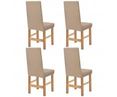 vidaXL Funda elástica para silla beige piqué 4 unidades