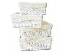 JOCCA Cestas Mimbre Color Blanco Set De 4