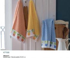Bomdia Classic® 3 Paños de cocina rizo 50x50 cm color azul naranja amarillo (KT 136)