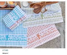 Bomdia Classic® 3 Paños de cocina rizo 50x50 cm color azul naranja verde (KT 146)