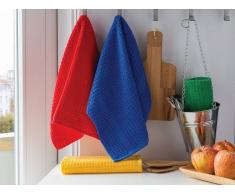 Bomdia Classic® Paños de cocina de rizo 50x50 cm color azul, rojo, verde amarillo - Portugal Natura (KT133)