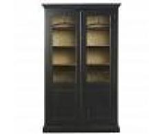 Maisons du Monde Vitrina de pino reciclado negro y vidrio templado martillado Sartre