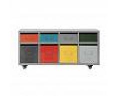 Maisons du Monde Cajonera con ruedas con 8 cajones de metal multicolor L. 8 cm Freestyle