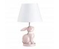 Maisons du Monde Lámpara conejo de cerámica rosa con pantalla blanca