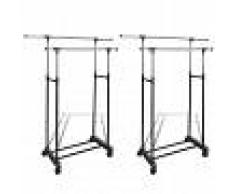 vidaXL Perchero Ajustable Para Ropa de 2 Barras - 2 Piezas