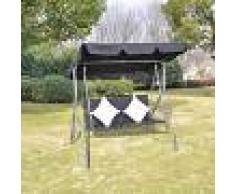 vidaXL Columpio De Ratán Para Jardín Con Dosel Negro