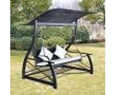 vidaXL Columpio de jardín negro 167x130x178 cm poli ratán
