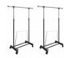 vidaXL Perchero Ajustable Para Ropa 1 Barra - 2 Piezas