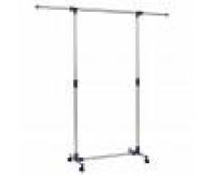 vidaXL Perchero ajustable acero inoxidable 165x44x150 cm plateado