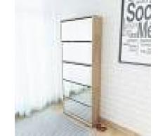 vidaXL Mueble zapatero 5 cajones con espejo roble 63x17x169,5 cm