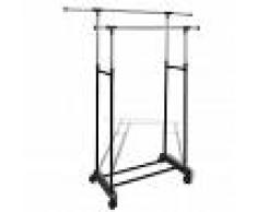 vidaXL Perchero Ajustable Para Ropa - 4 Ruedas 2 Barras