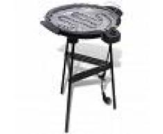 vidaXL Barbacoa eléctrica con parilla y soporte, redonda