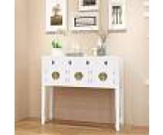 vidaXL Aparador de estilo chino de madera maciza blanco