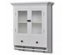 vidaXL Armario de cocina de pared de madera y puerta de vidrio blanco