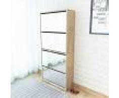 vidaXL Mueble zapatero 4 cajones con espejo roble 63x17x134 cm