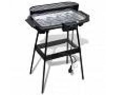 vidaXL Barbacoa eléctrica rectangular con parilla y soporte