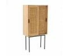 LA REDOUTE INTERIEURS Armario aparador de roble con 2 puertas de rejilla WASKA ROJO
