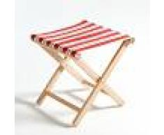 LA REDOUTE INTERIEURS Taburete a rayas plegable, Dovil ROJO