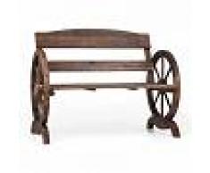 Blumfeldt Ammergau Banco para jardín Ruedas de carro Banco de madera 108x65x86 cm Pino quemado (GDI5-Ammergau)