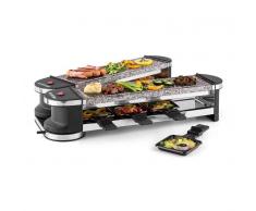 Klarstein Tenderloin 100 Raclette con parrilla para 8 personas 1200W 2x plancha de piedra natural (RAC2-Tenderloin100)