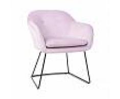 Besoa Zoe silla tapizada tapicería de espuma funda de poliéster terciopelo acero rosa (BES4-Zoe C1)