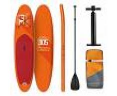 KLARFIT Spreestar tabla para surf de pala hinchable set de tabla para SUP 305 x 10 x 77 Naranja (WTR1-Spreestar Org)