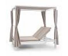 Blumfeldt Eremitage Double Sunbed tumbona 2 personas Marco de aluminio Parasol cortina Crema (GDW20-Eremitage Doub)