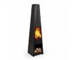 Blumfeldt Monument Chimenea de jardín Acero inoxidable Almacenamiento para troncos Negro (GDI3-Monument)