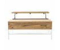 Mesa de centro elevable mango y metal blanco BOHO - Miliboo