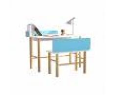 Escritorio infantil con banco azul y madera clara BERTY - Miliboo