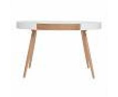 Blanco Escritorio conectado multimedia - Vidrio blanco y madera clara HANDY - Miliboo