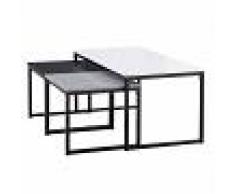 Mesas nido negro gris y blanco lacado con patas metal - lote de 3 TRIOZ - Miliboo