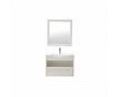 Mueble de baño suspendido con lavabo, espejo y almacenaje en blanco RIVER - Miliboo