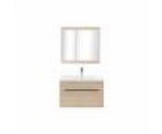 Mueble de baño con lavabo, espejo y almacenaje madera clara SEASON - Miliboo