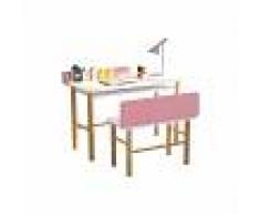 Escritorio infantil con banco rosa y madera clara BERTY - Miliboo