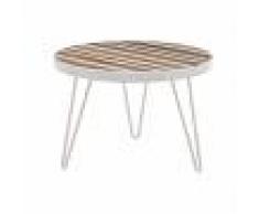 Mesa auxiliar redonda madera y metal blanco 50x35 ROCHELLE - Miliboo