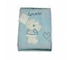 T&R BABY Manta de cubierta T & R baby cuna cama bebe nino bordado azul claro oso TU