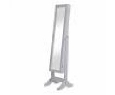 HOMCOM 2 En 1 Espejo De Pie Y Joyero Organizador Para Dormitorio O Vestidor Con Soporte De Suelo Madera