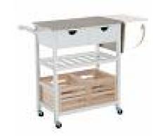 HOMCOM Carrito De Cocina Con Botellero Con Tablero Extensible Madera